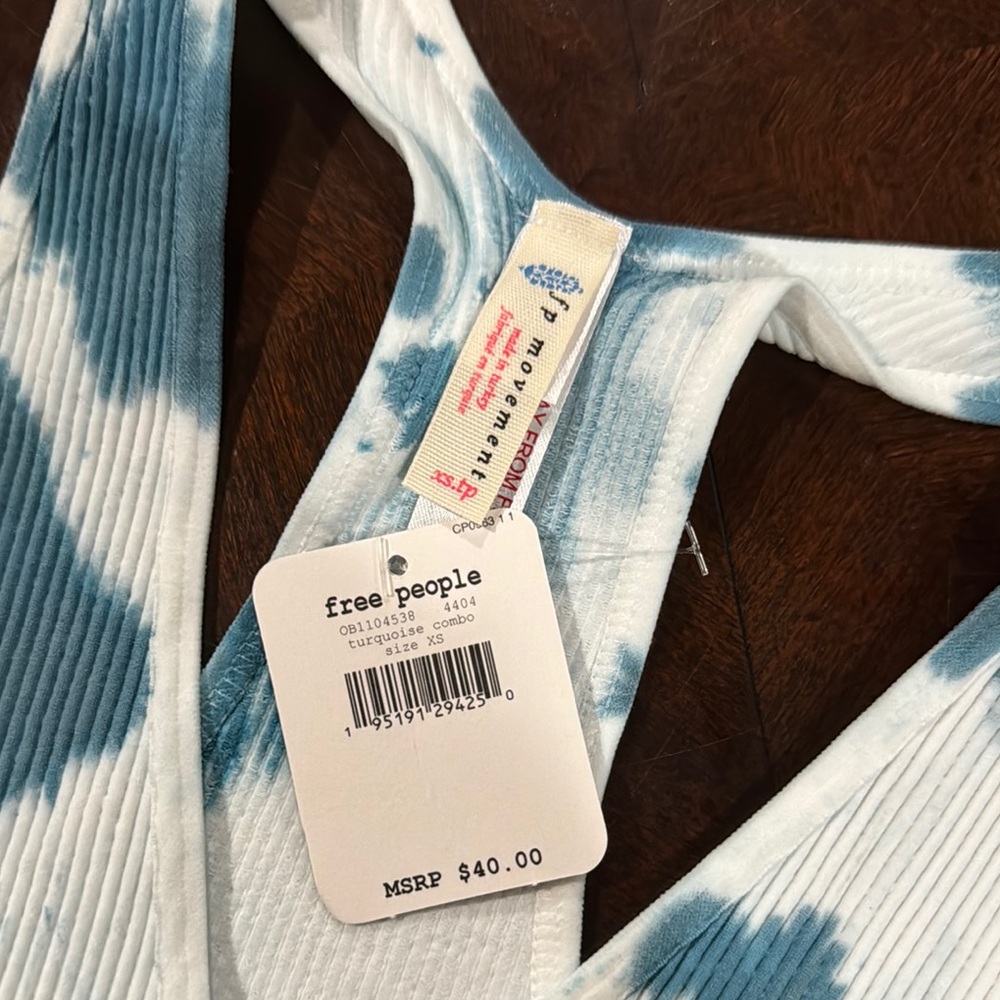 Free People Free Throw Crop Tie Dye Turquoise Combo - Picture 2 of 3